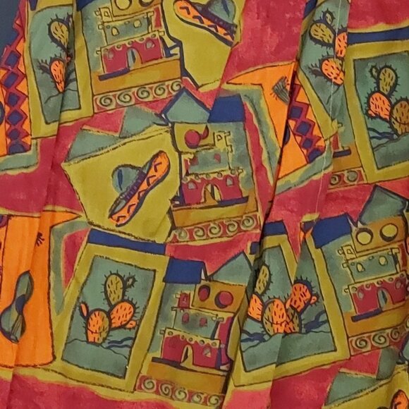 𝅺vintage MEXICAN CACTUS SOMBRERO FIESTA WRAP - Picture 5 of 13